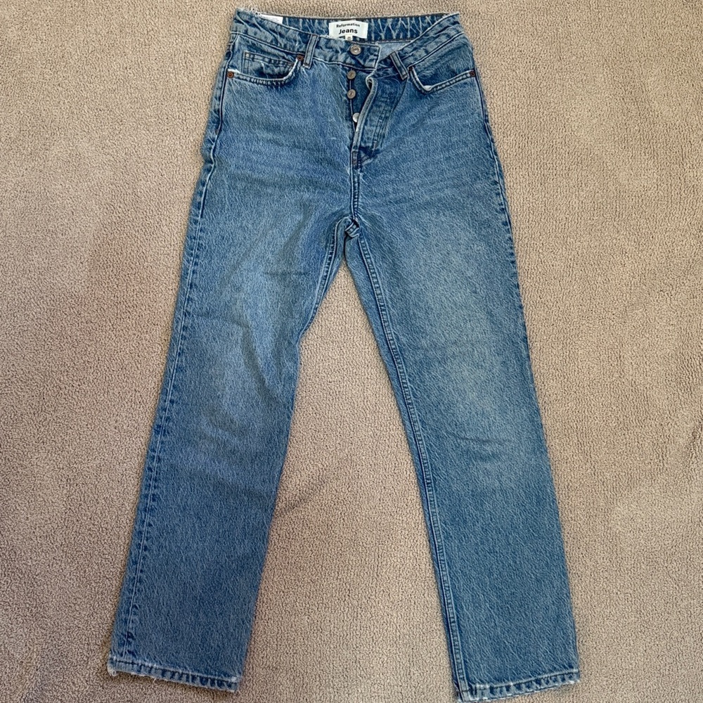 Reformation Straight- Leg Button-Fly Jeans